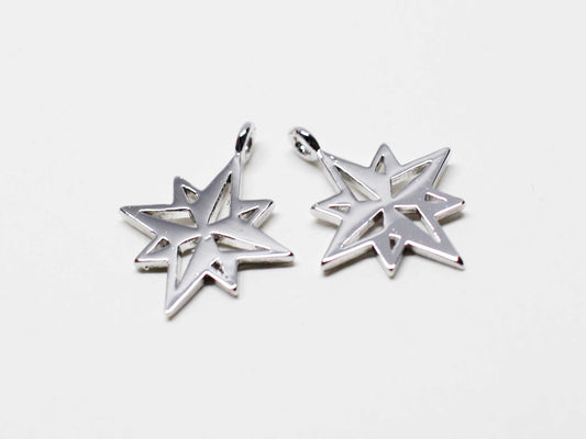 [P1117]/2pcs/Russian Star charm/Brass/Rhodium/15x12mm