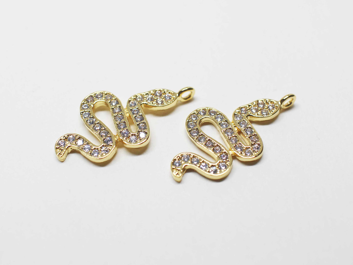 [P1112]/1pcs/Large Cubic Snake Pendant/Brass/Gold/19.5x10.5mm