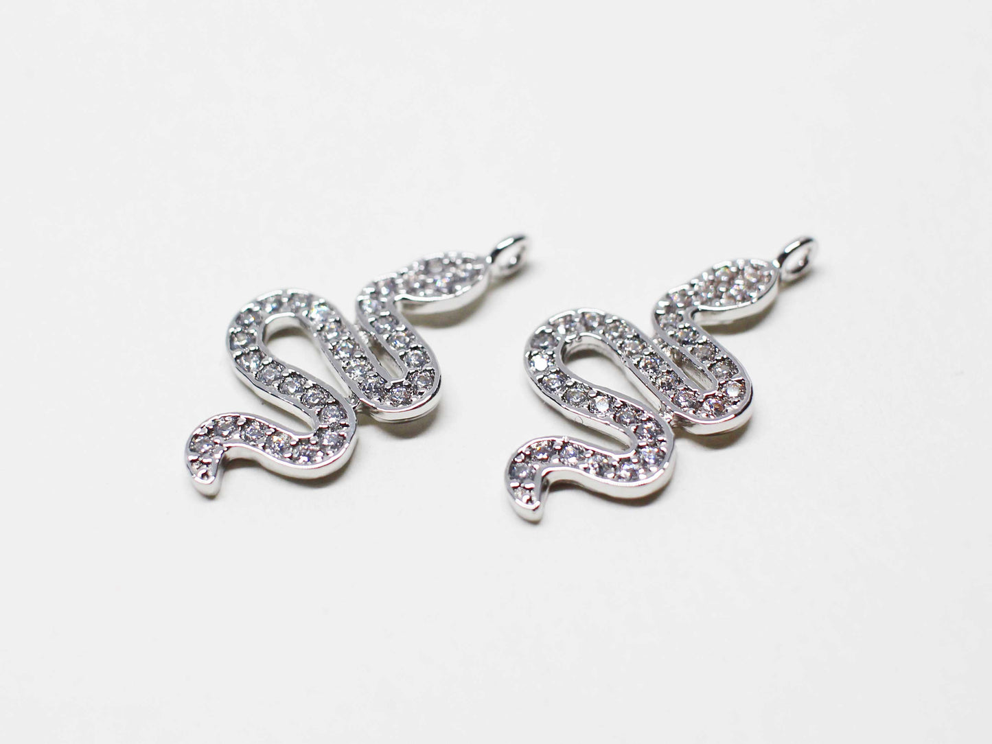 [P1112]/1pcs/Large Cubic Snake Pendant/Brass/Rhodium/19.5x10.5mm