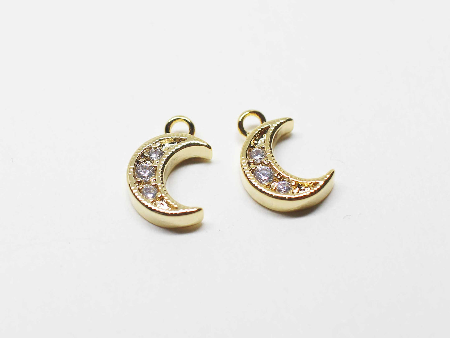 [P1113]/2pcs/Mini cubic Crescent charm/Brass/Gold/8.8x6.2mm