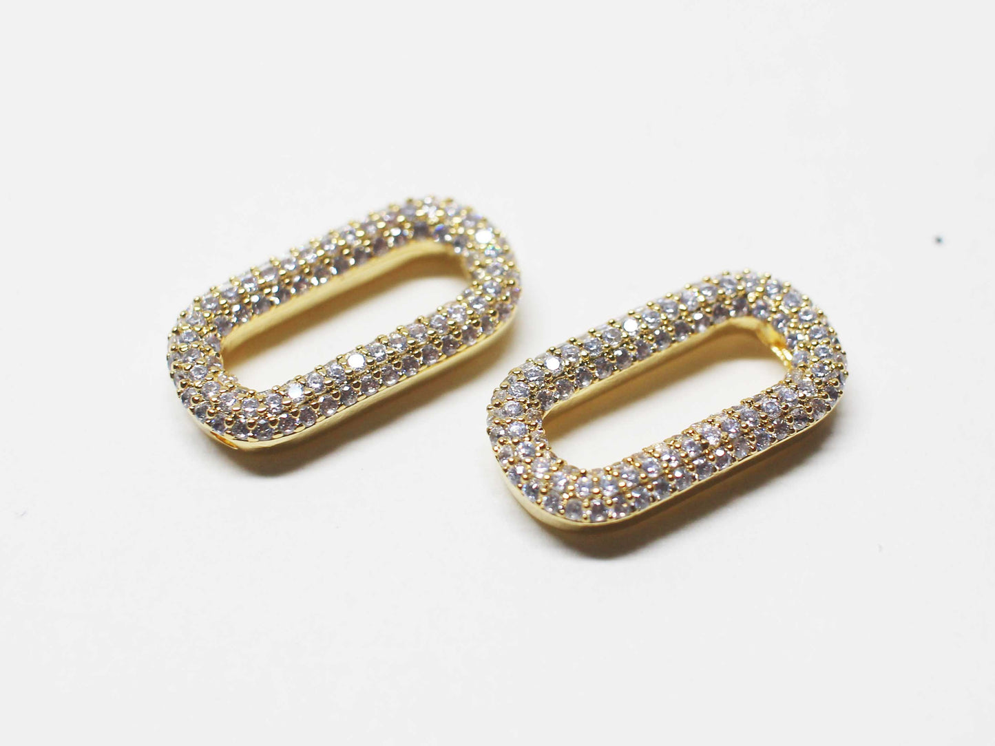 [P1114]/1pcs/Large Oval Cubic charmBrass/Gold/18x10mm