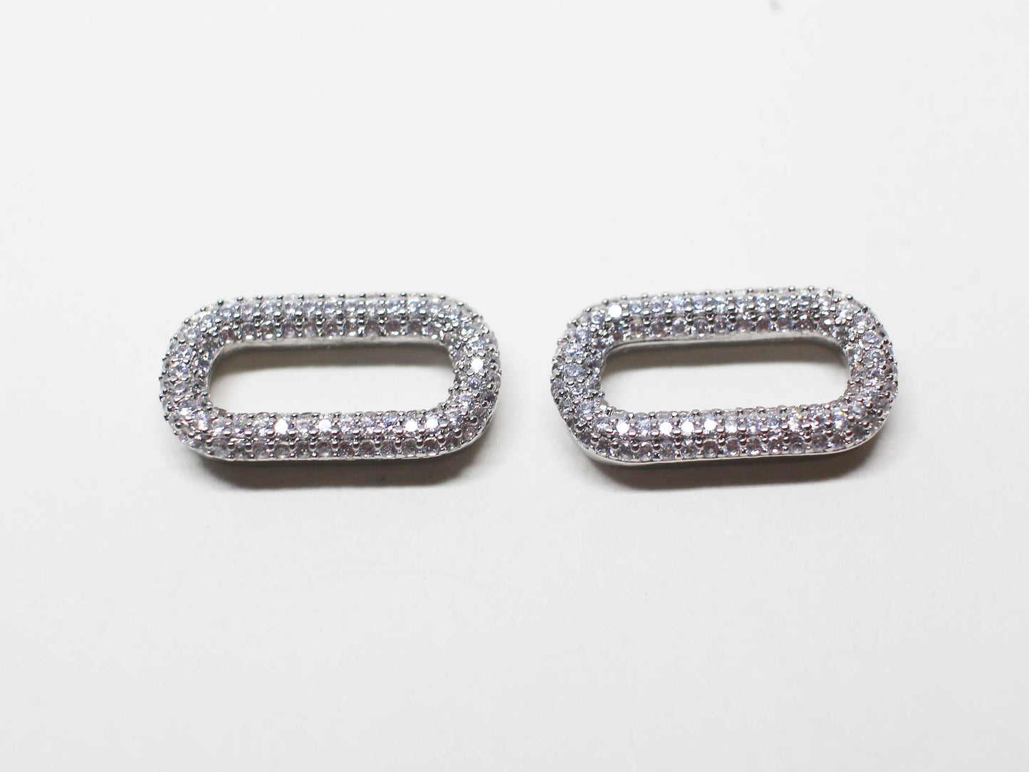 [P1114]/1pcs/Large Oval Cubic charmBrass/Rhodium/18x10mm