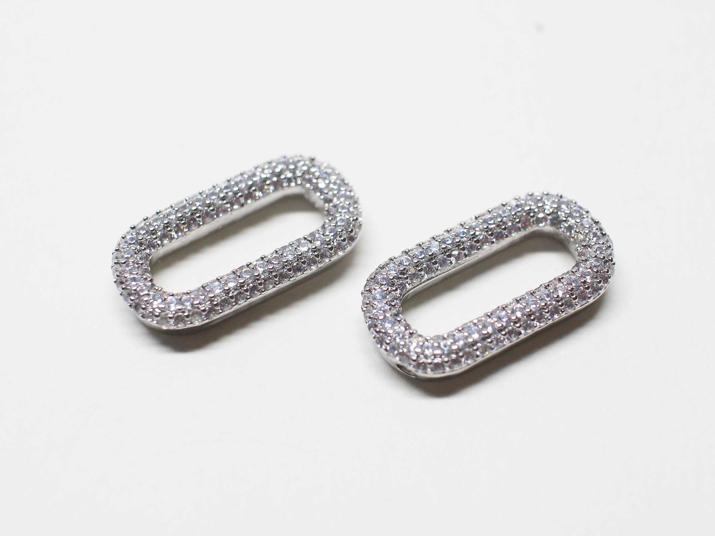 [P1114]/1pcs/Large Oval Cubic charmBrass/Rhodium/18x10mm