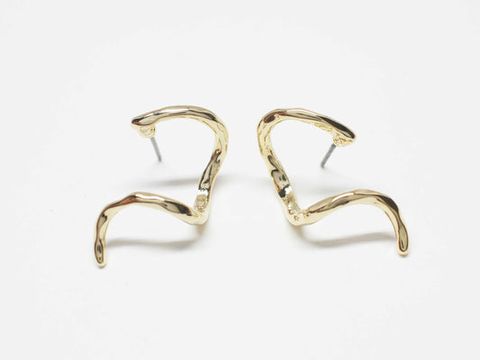 [E0409]/1 pair/Twisted Drop Earrings/ Brass/Gold plated/21x16mm