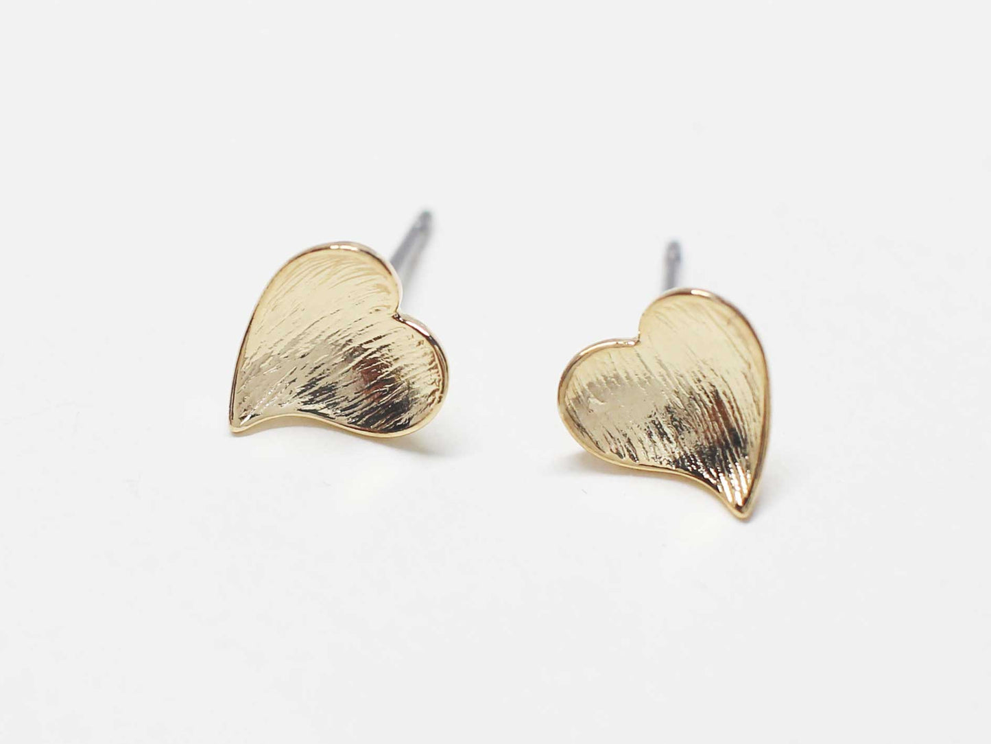 [E0410]/1 pair/Concave Heart Earrings/ Brass/Gold plated/8x8mm