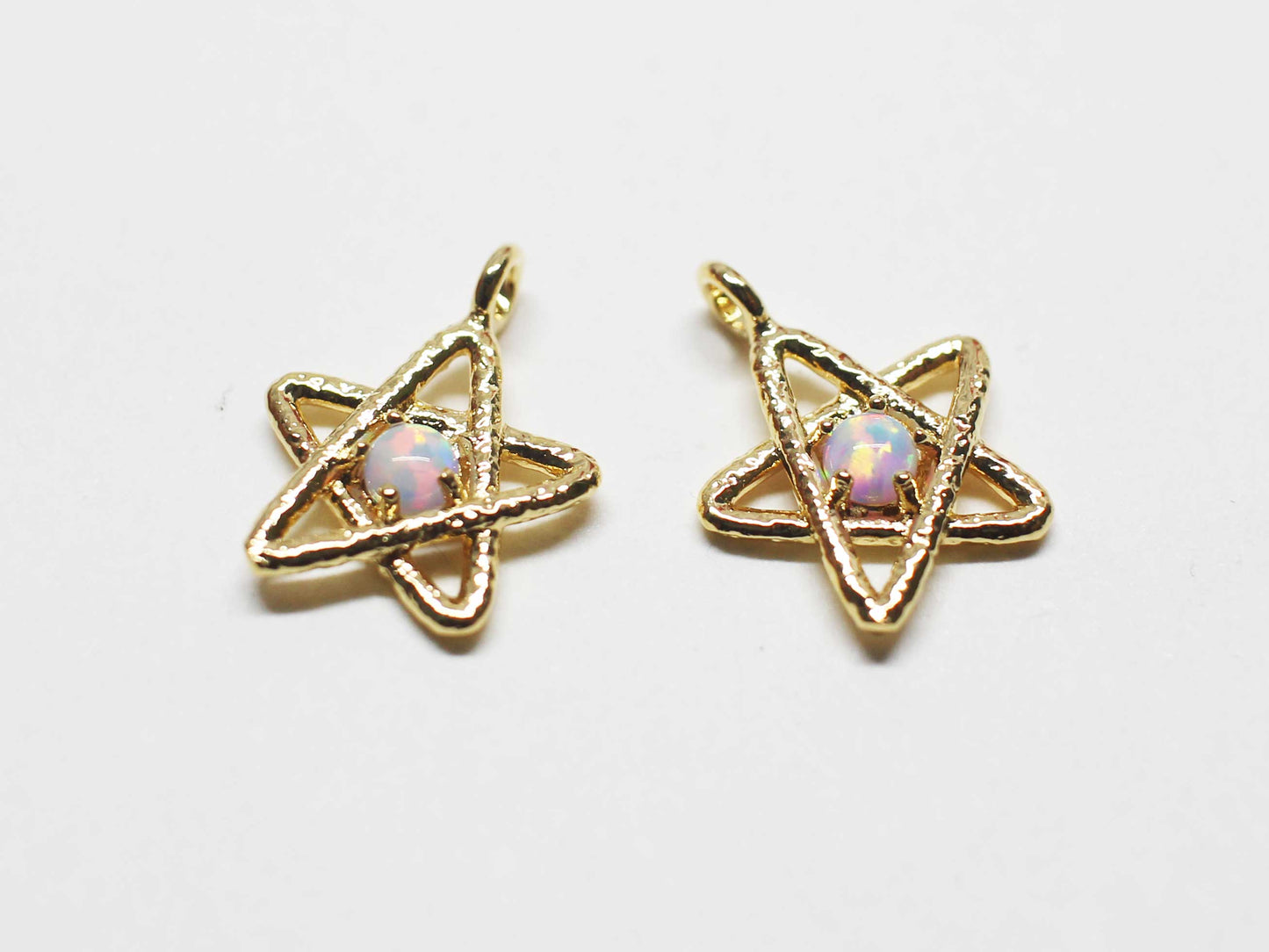 [P1129]/2pcs/Chubby Opal star charm/Brass/Gold/14x11mm