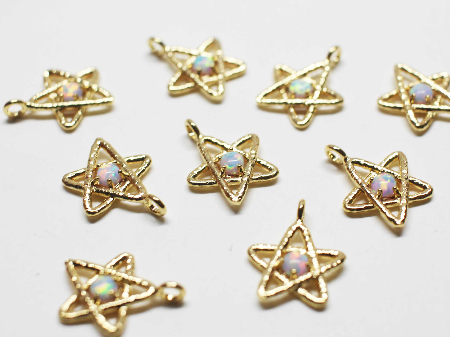 [P1129]/2pcs/Chubby Opal star charm/Brass/Gold/14x11mm