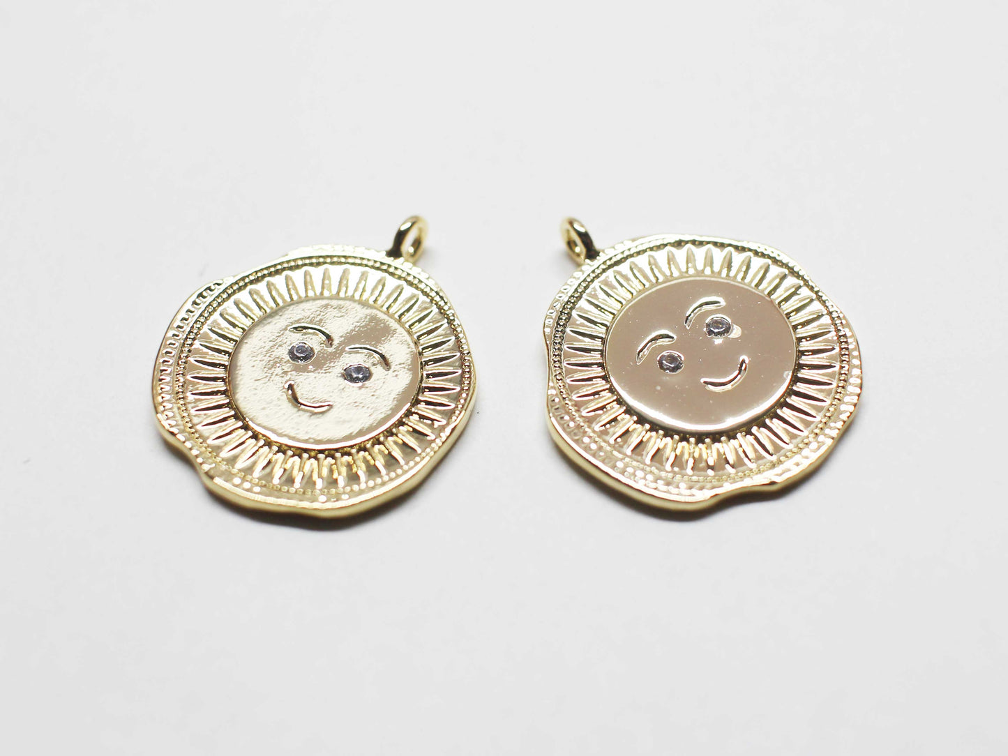 [P1131]/2pcs/Cubic eyed Face charm/Brass/Gold/18mm