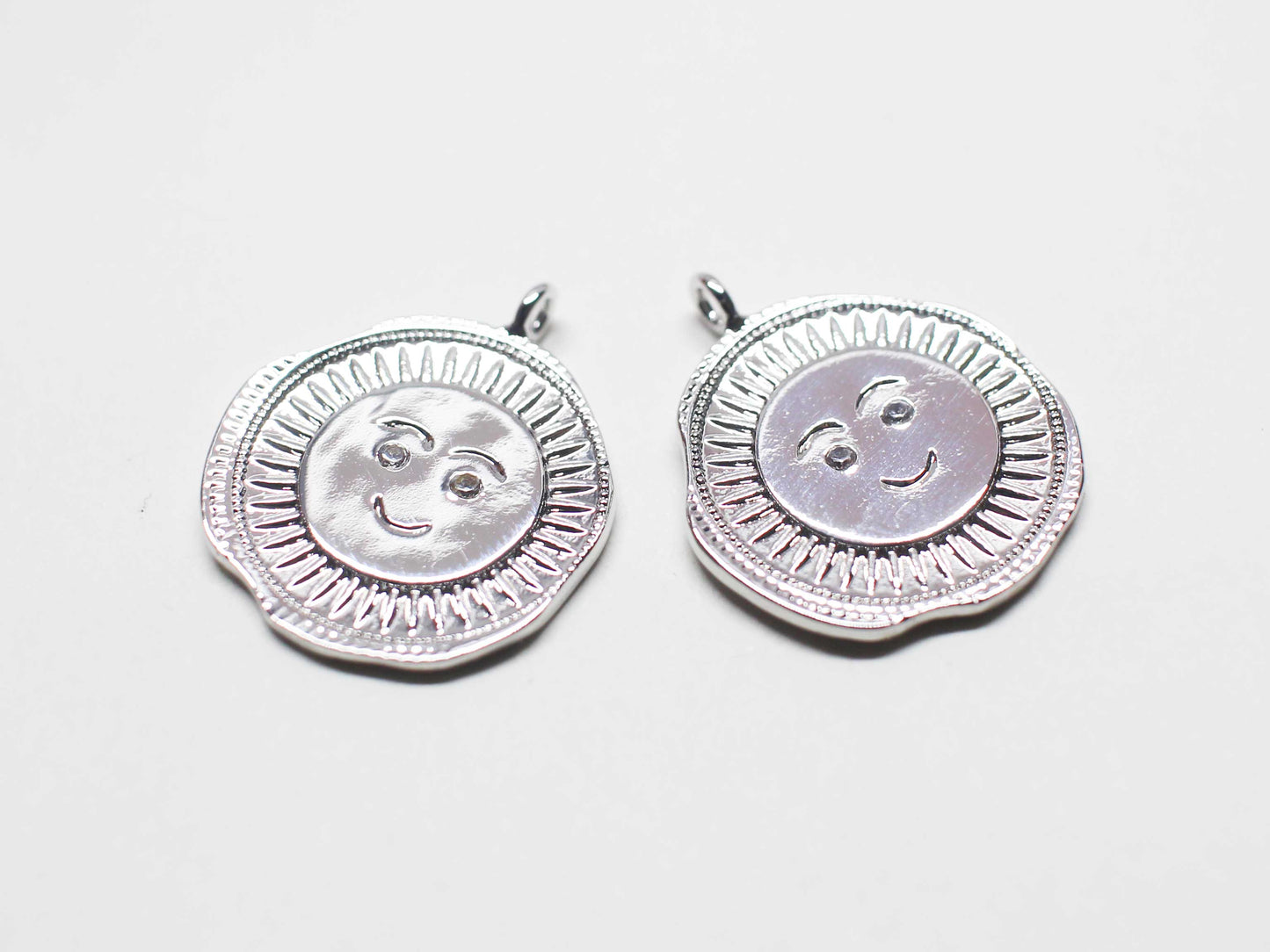 [P1131]/2pcs/Cubic eyed Face charm/Brass/Rhodium/18mm