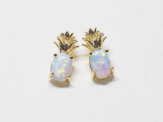 [P1133]/2pcs/Opal Pineapple Charm/Brass/Gold/10.8x5mm