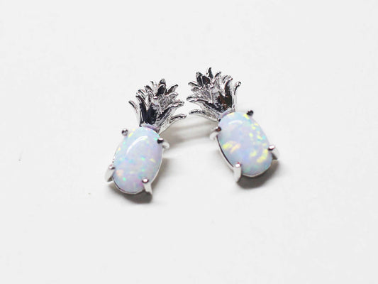 [P1133]/2pcs/Opal Pineapple Charm/Brass/Rhodium/10.8x5mm