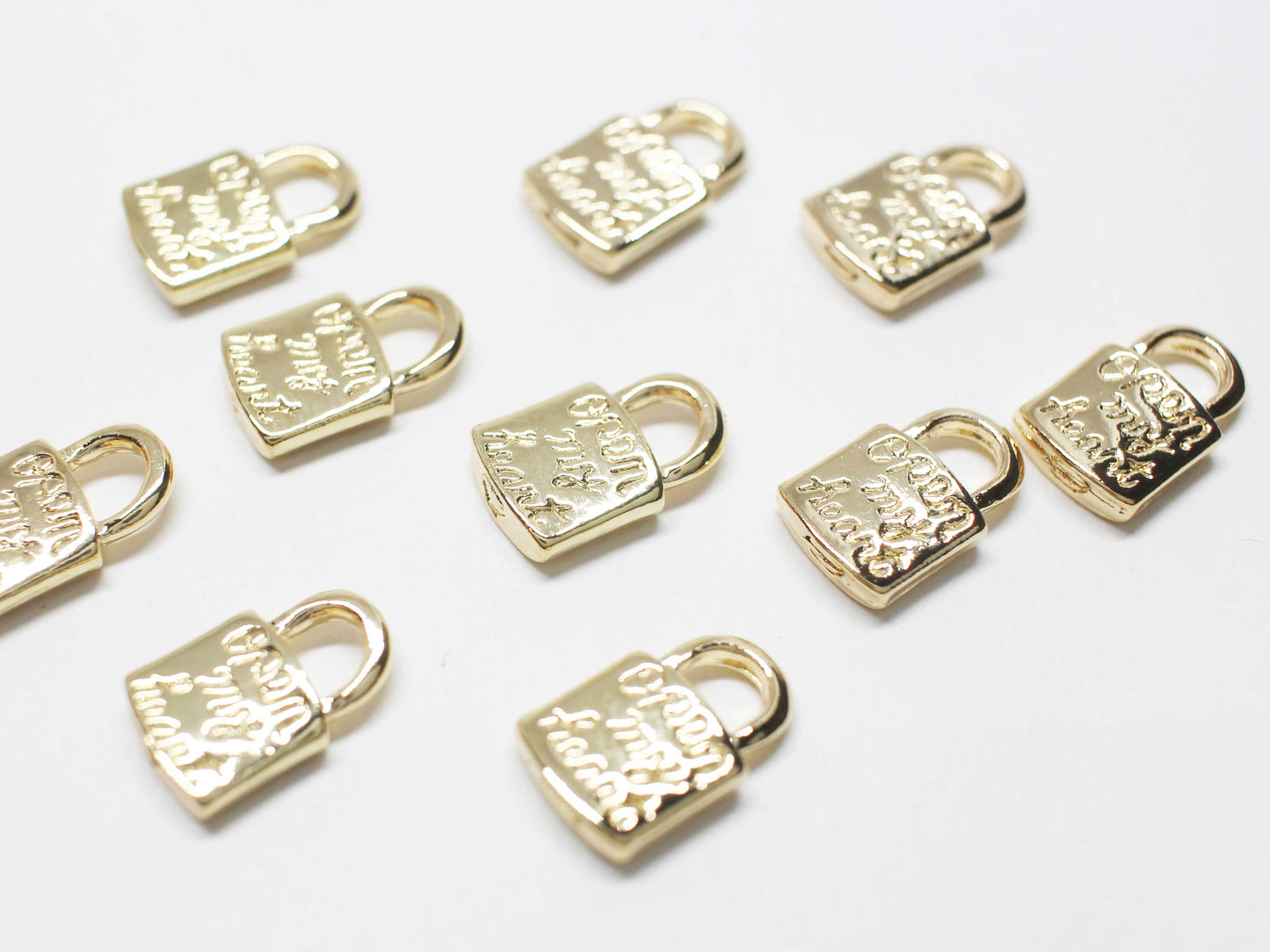 [P1135]/2pcs/Open my heart lock charm/Brass/Gold/15x9.5mm