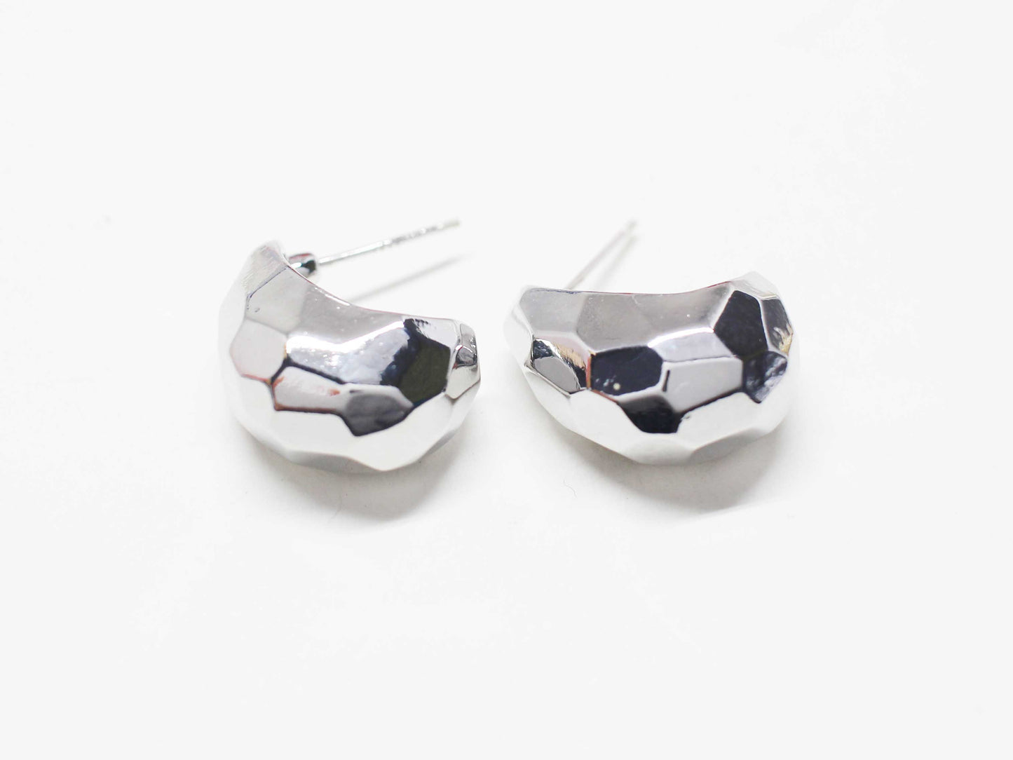 [E0413]/1 pair/Angled Earrings/ Brass/Rhodium plated/20x10mm