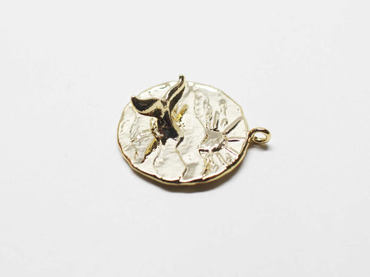 [P1138]/2pcs/Diving whale Pendant/Brass/Gold/19.5mm