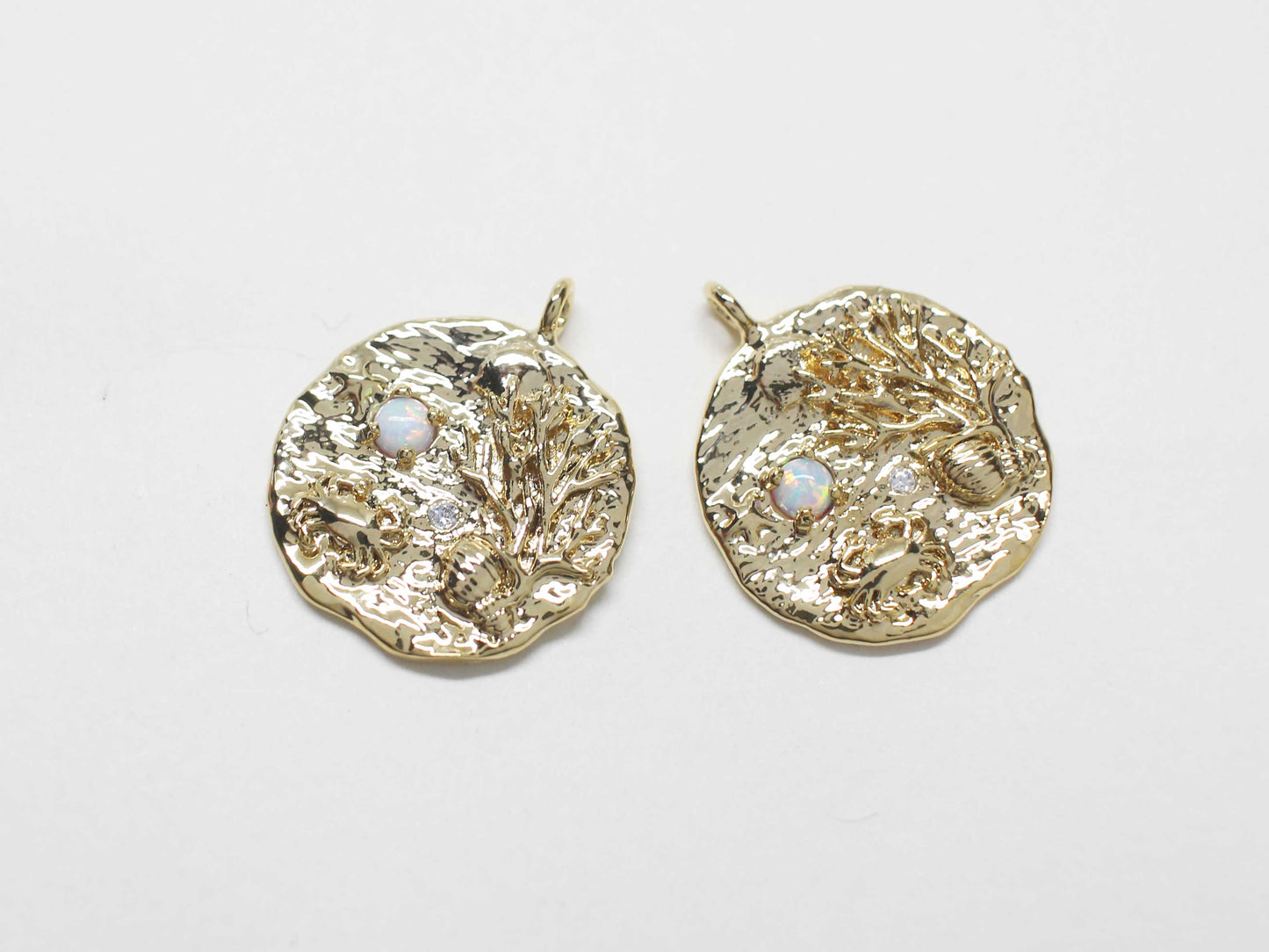 [P1140]/2pcs/Under the sea charm/Brass/Gold/17.7mm