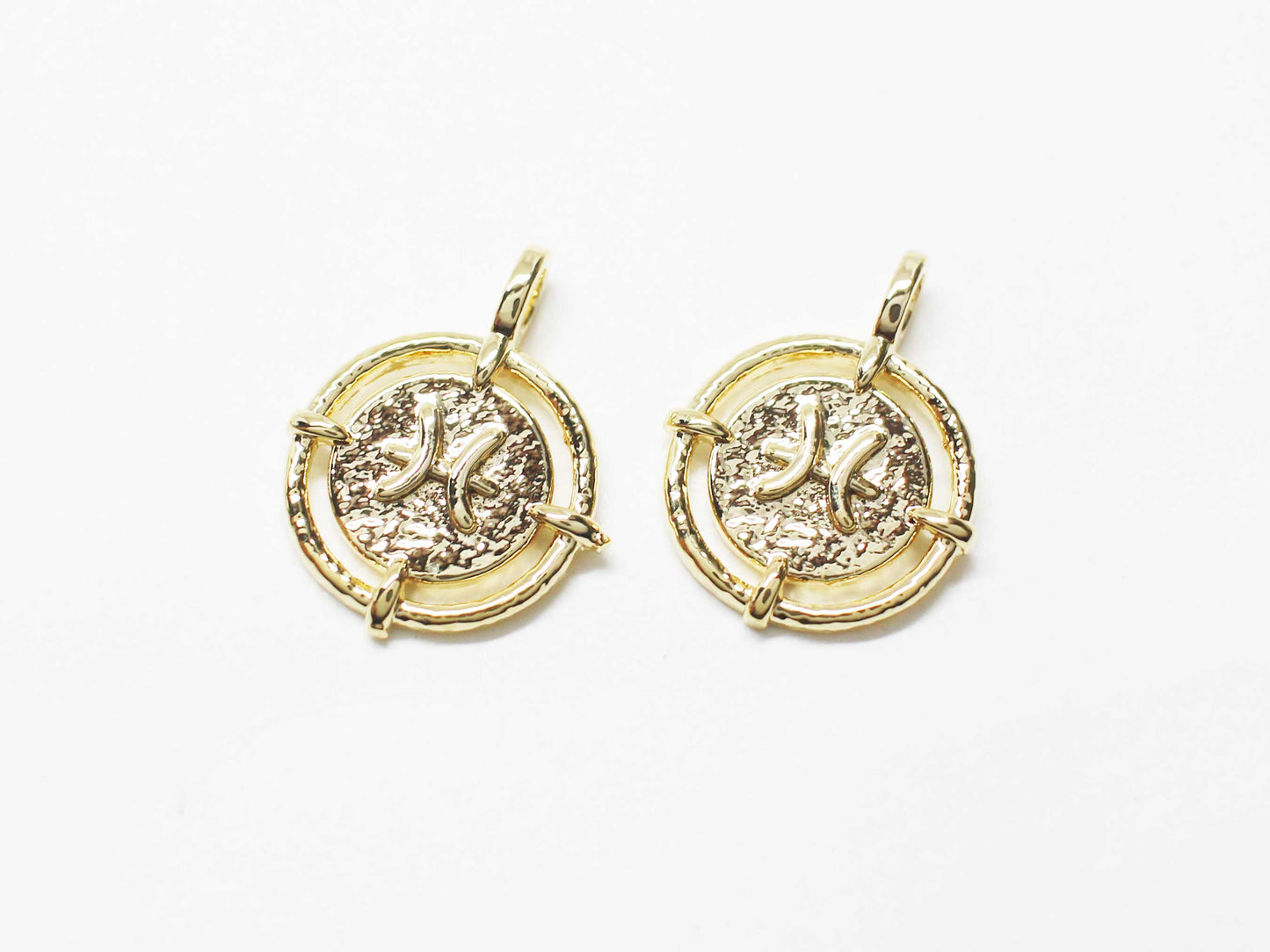 [P1141]/2pcs/MIni coin constellation charm/Brass/Rhodium/11.5mm