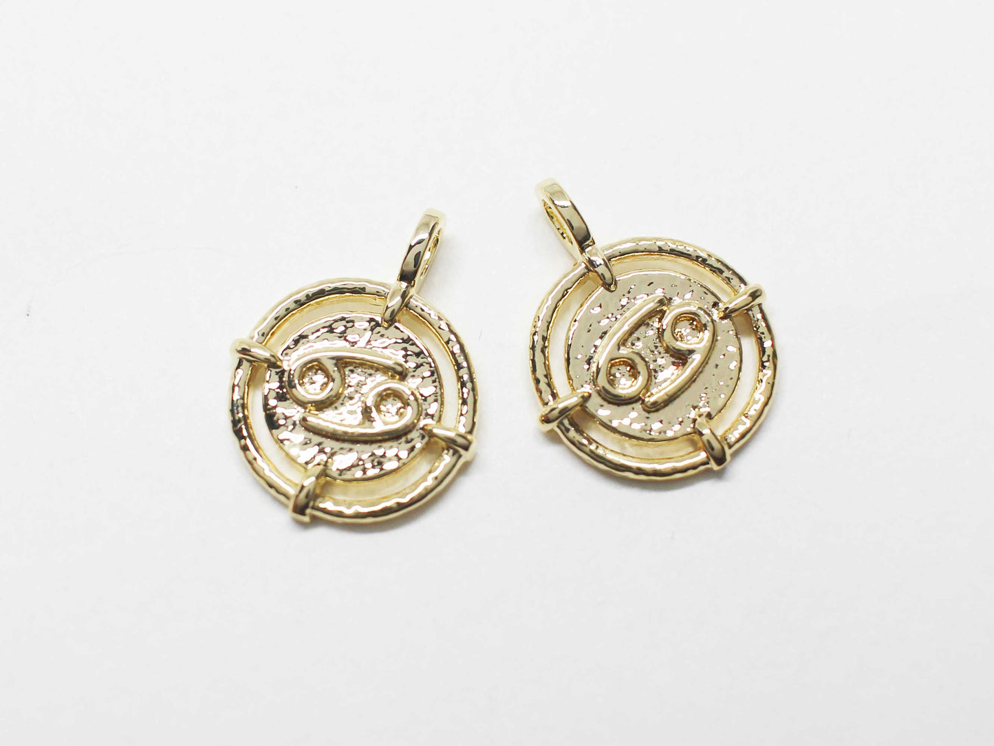 [P1141]/2pcs/MIni coin constellation charm/Brass/Rhodium/11.5mm