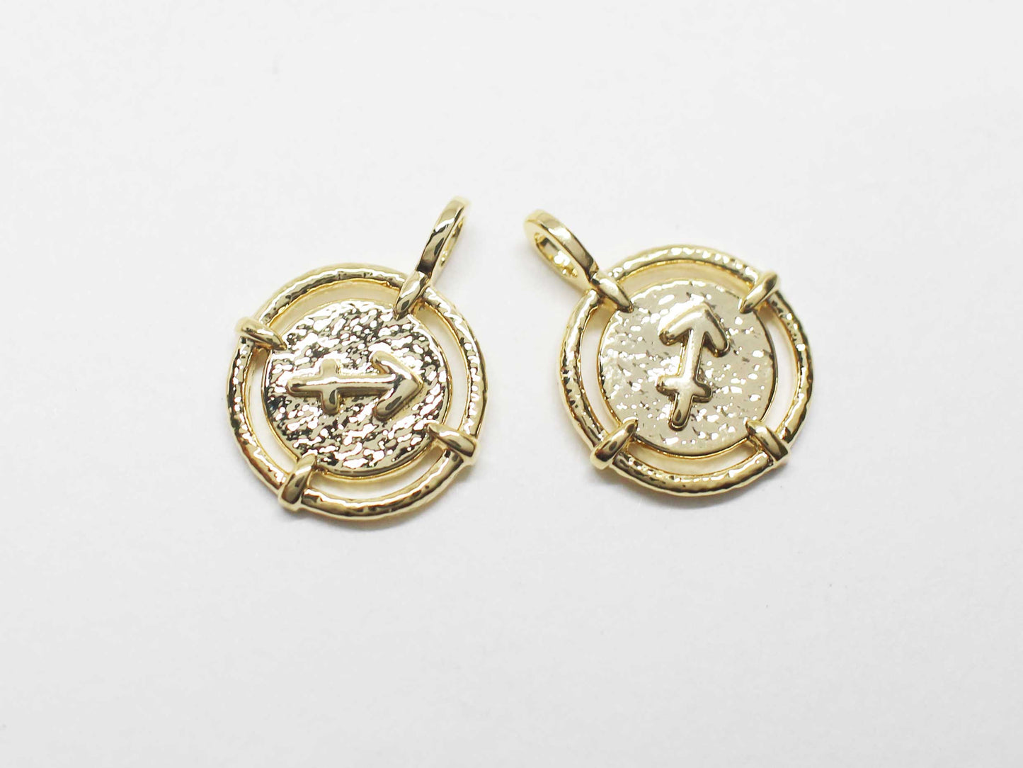 [P1141]/2pcs/MIni coin constellation charm/Brass/Rhodium/11.5mm