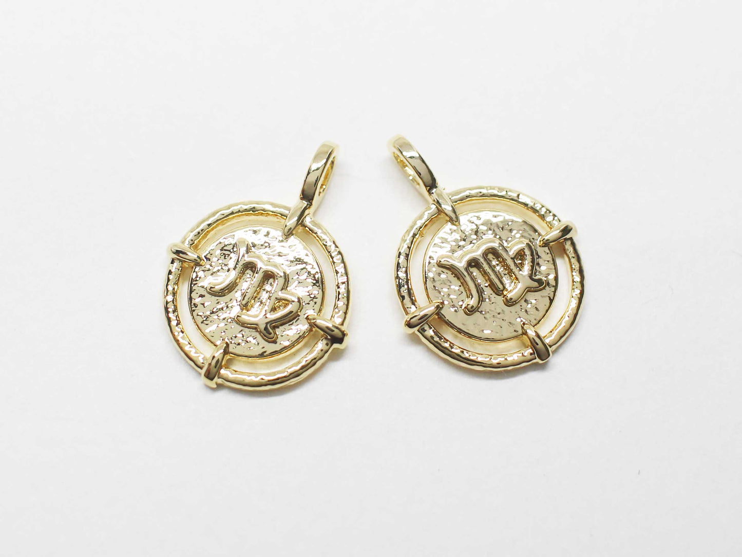 [P1141]/2pcs/MIni coin constellation charm/Brass/Rhodium/11.5mm