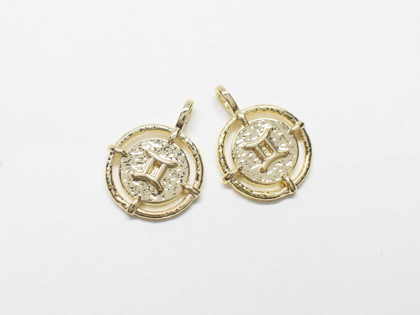 [P1141]/2pcs/MIni coin constellation charm/Brass/Rhodium/11.5mm