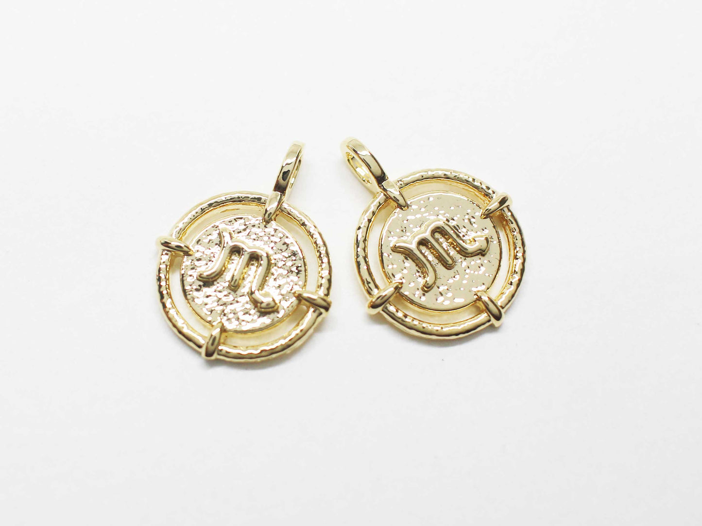 [P1141]/2pcs/MIni coin constellation charm/Brass/Rhodium/11.5mm