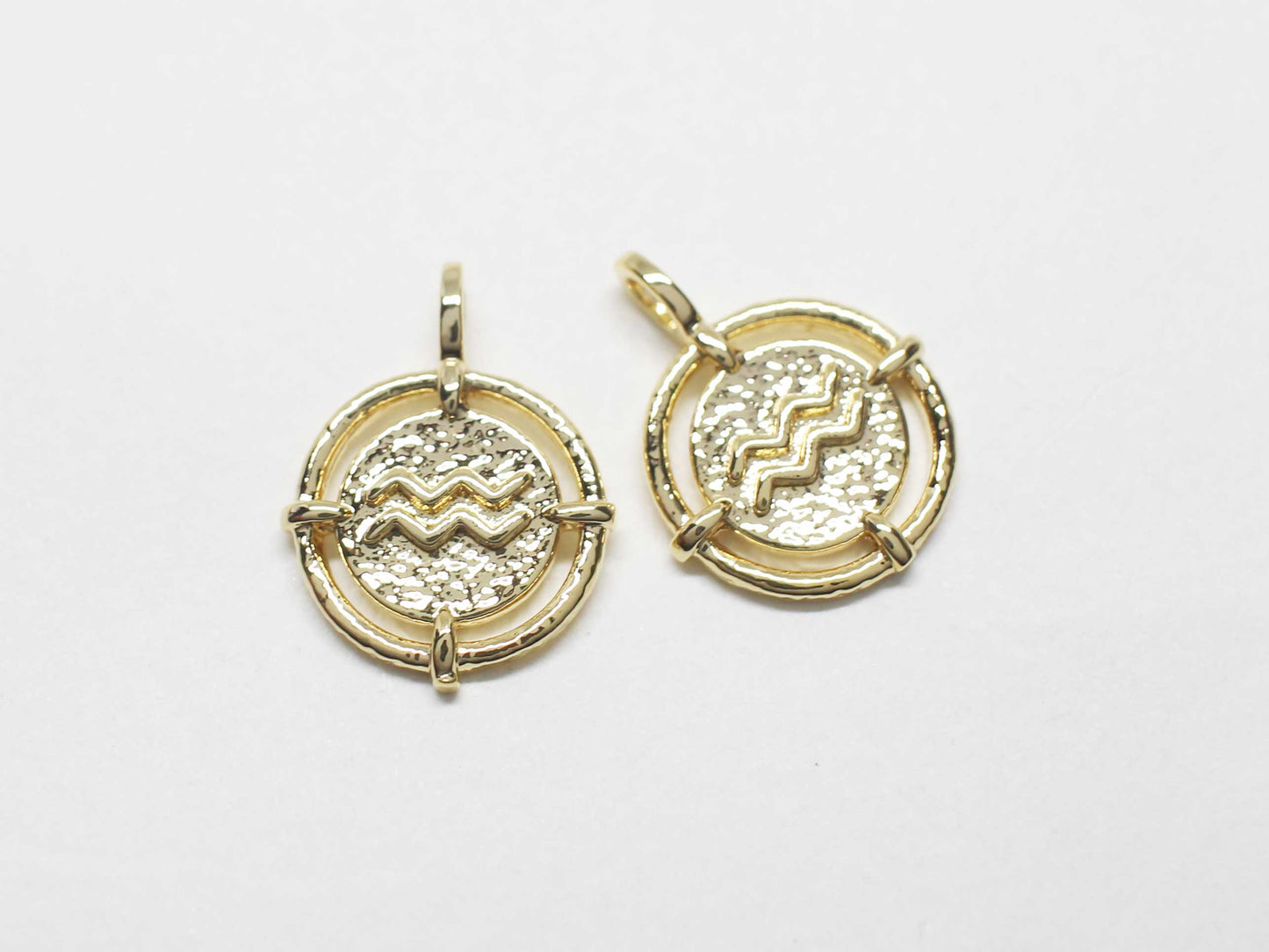 [P1141]/2pcs/MIni coin constellation charm/Brass/Rhodium/11.5mm