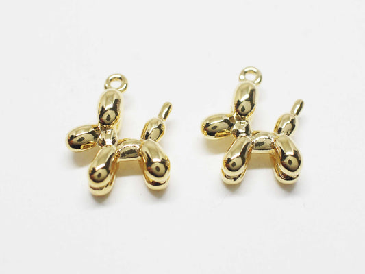 [P1142]/2pcs/Balloon Dog Charm/Brass/Gold/17.7X14mm