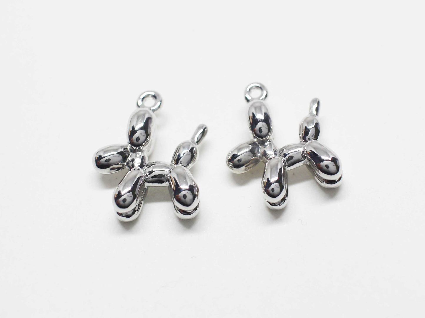 [P1142]/2pcs/Balloon Dog Charm/Brass/Rhodium/17.7X14mm