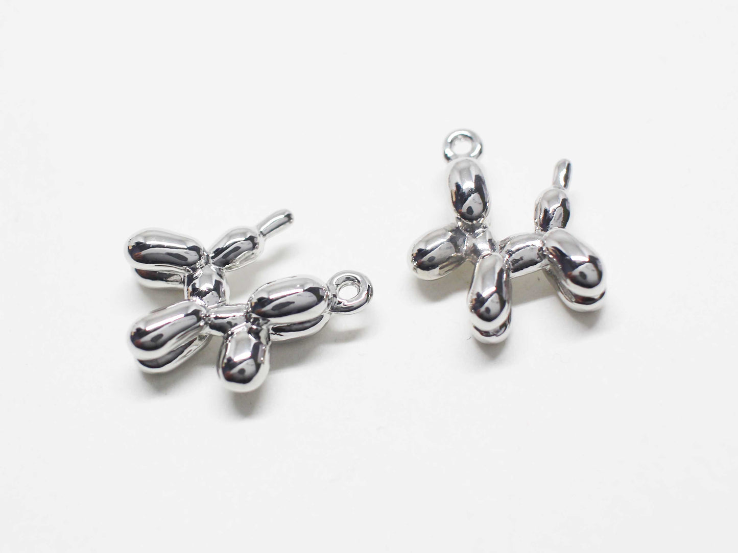 [P1142]/2pcs/Balloon Dog Charm/Brass/Rhodium/17.7X14mm