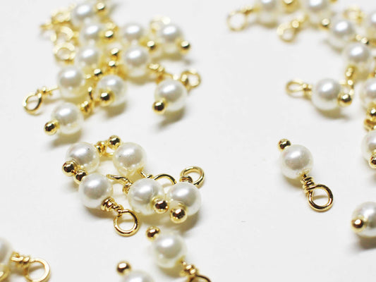 [P1145]/10pcs/Tiny Pearl charm/Brass/Gold/4mm