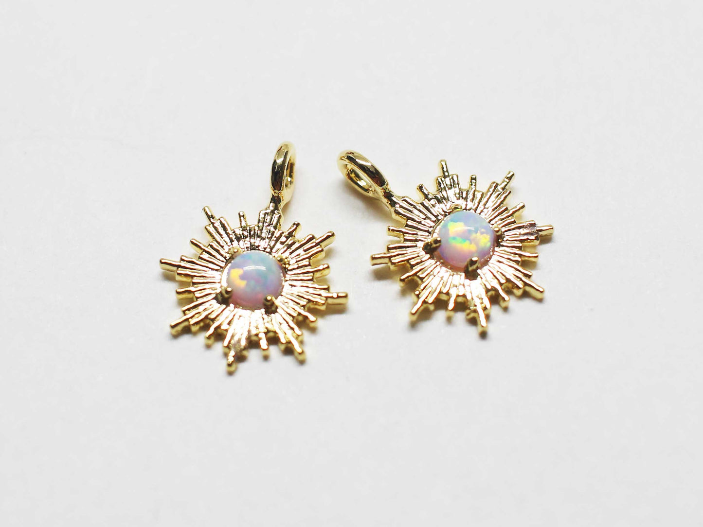 [P1146]/2pcs/Sunburst Opal charm/Brass/Gold/10mm