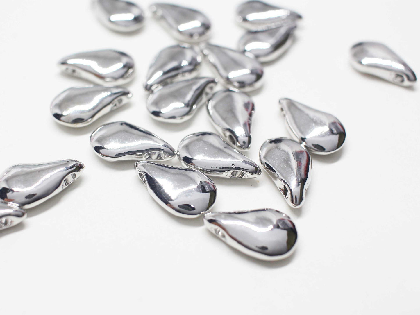 [P1148]/2pcs/Chubby teardrop Charm/Brass/Rhodium/15.5x9mm