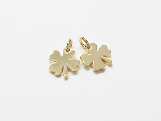 [P1149]/2pcs//Tiny Clover Charm/Brass/Gold/6.5x6.8mm