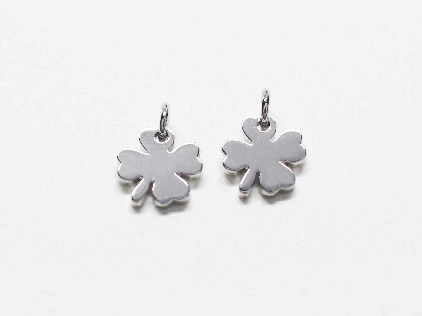 [P1149]/2pcs//Tiny Clover Charm/Brass/Rhodium/6.5x6.8mm