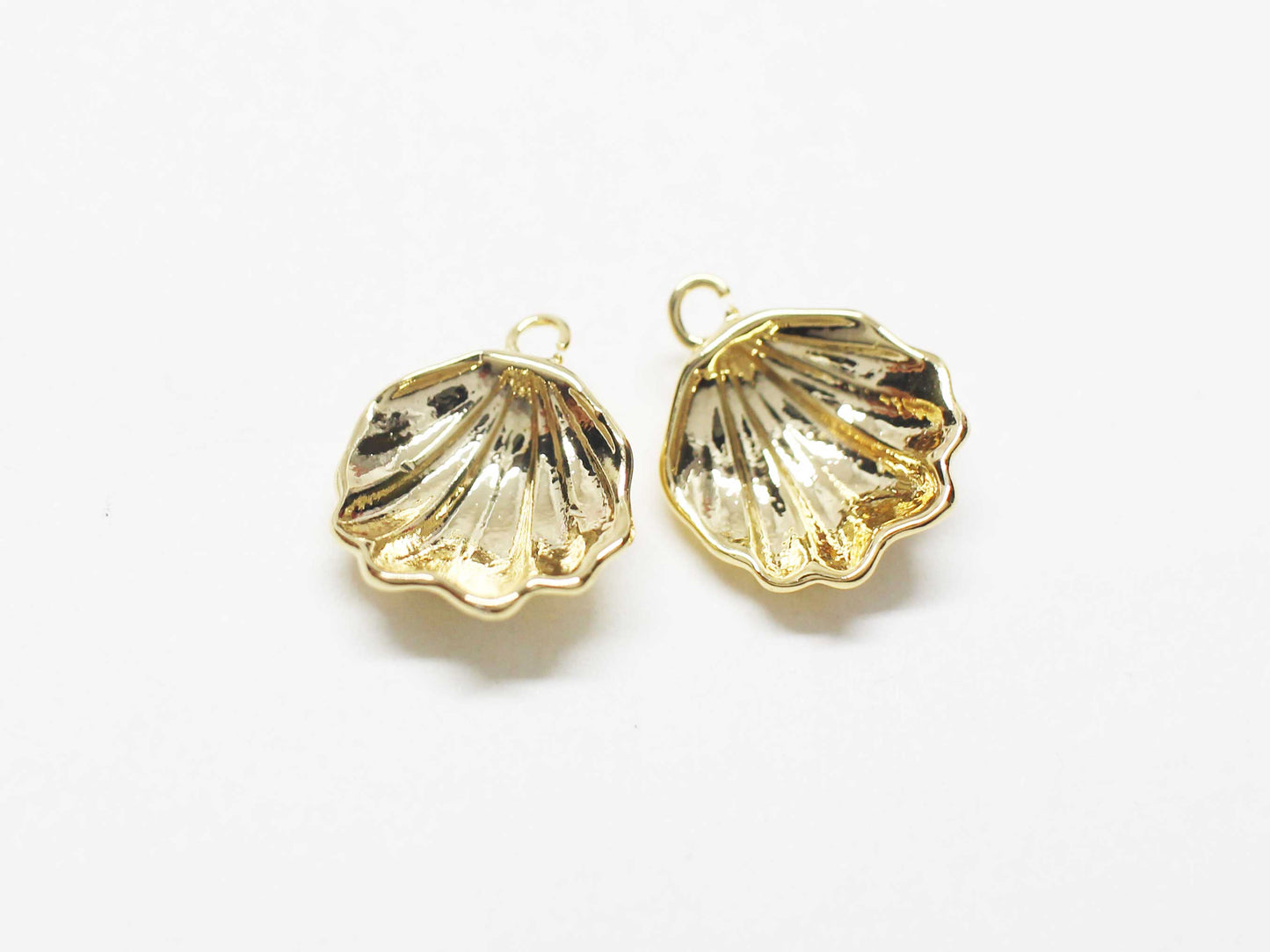 [P1151]/2pcs/Scallop charm/Brass/Gold/12.5x10.5mm