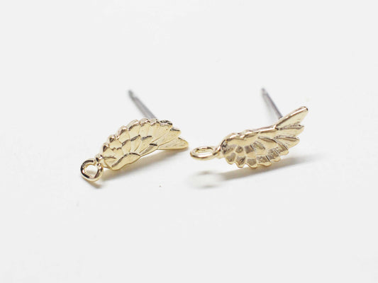 [E0418]/1 pair/Tiny wing earrings/ Brass/Gold plated/14x5mm