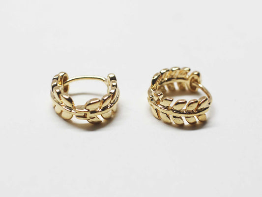 [E0419]/1 pair/Laurel Earrings/ Brass/Gold plated/11mm,5mm Thickness