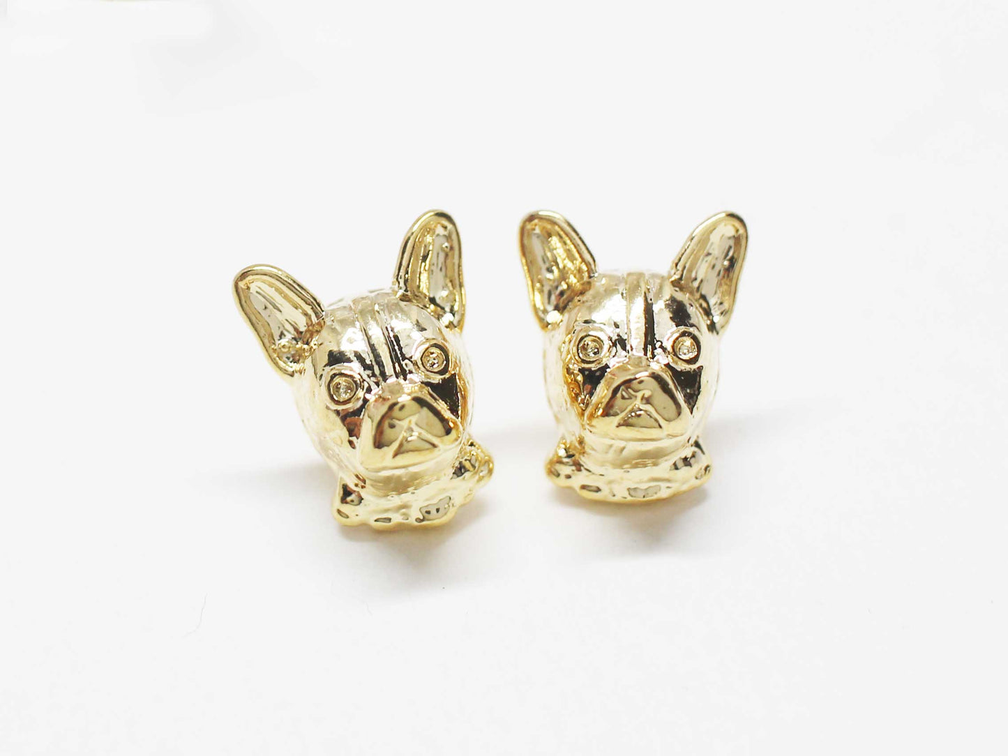 [E0421]/1 pair/French bulldog earrings/ Brass/Gold plated/14x11mm