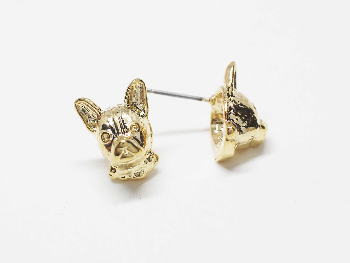 [E0421]/1 pair/French bulldog earrings/ Brass/Gold plated/14x11mm