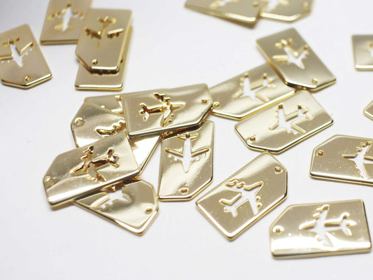 [P1152]/2pcs/BoardingPass Charm/Brass/Gold/17.5x10.5mm