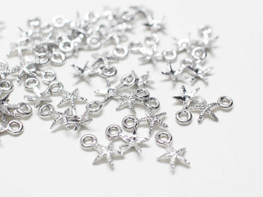 [P1153]/10pcs/Tiny Starfish charm/Brass/Rhodium/8.5x5.5mm