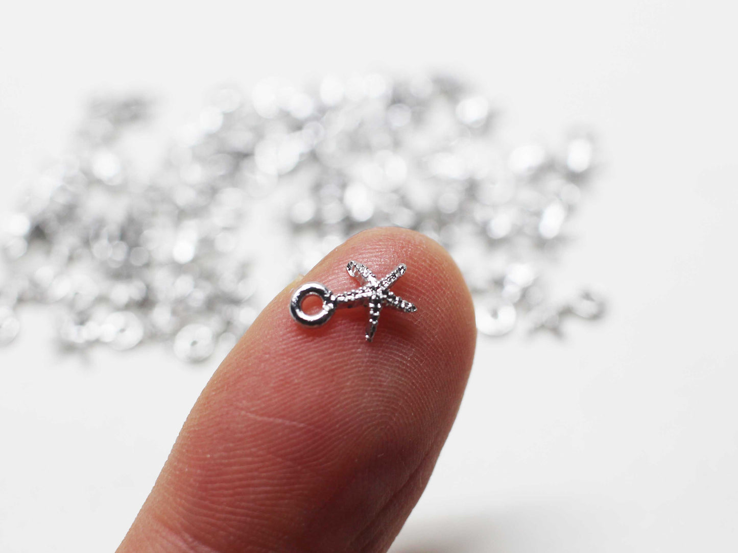 [P1153]/10pcs/Tiny Starfish charm/Brass/Rhodium/8.5x5.5mm