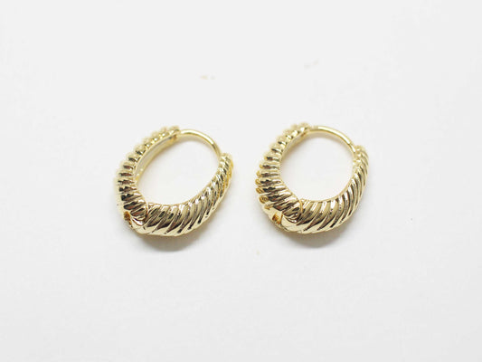 [E0422]/1 pair/moire earrings/ Brass/Gold plated/14x11mm