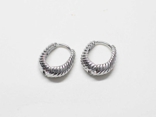 [E0422]/1 pair/moire earrings/ Brass/Rhodium plated/14x11mm