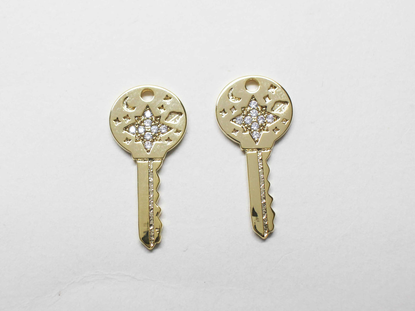 [P1159]/1pcs/ Cubic Key Charm/Brass/Gold/22x10.5mm