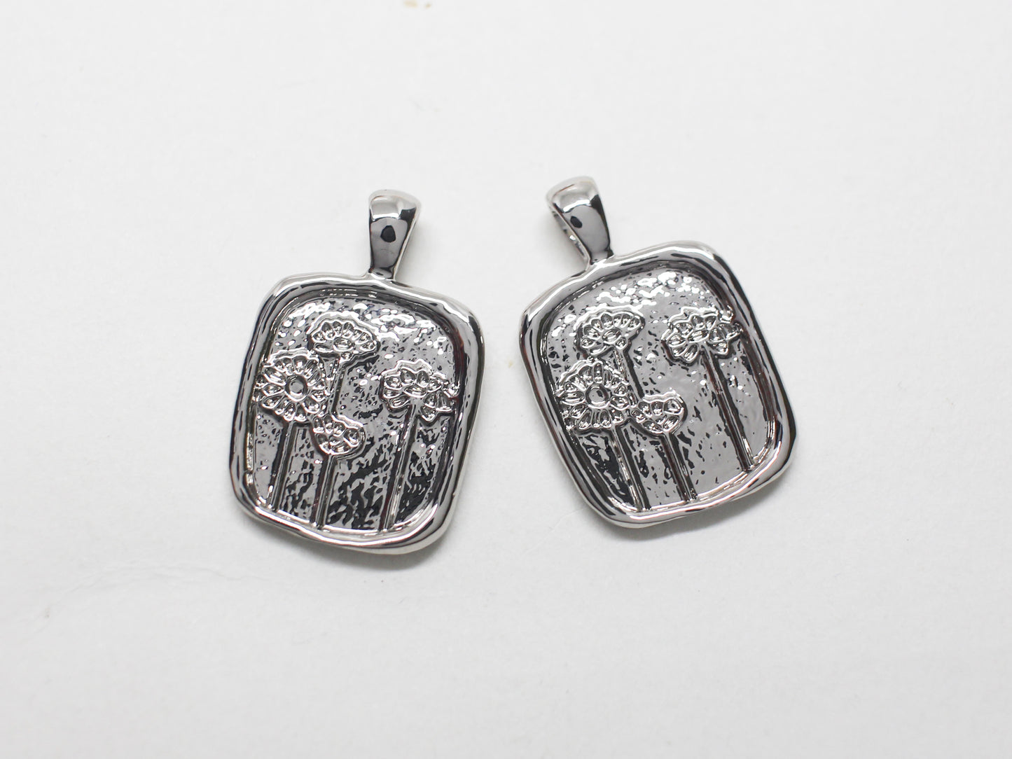 [P1161]/2pcs/Gypsophila Pendant/Brass/Rhodium/21x14mm