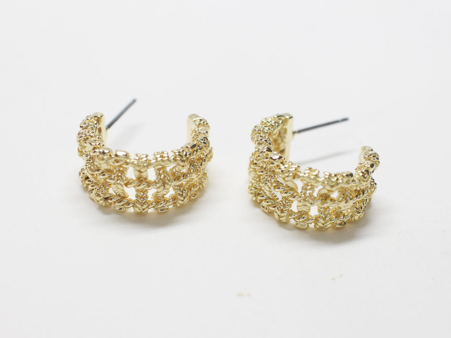 [E0423]/1 pair/Open Mesh Earrings/ Brass/Gold plated/20x10mm