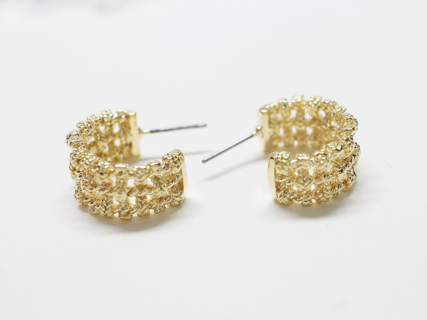 [E0423]/1 pair/Open Mesh Earrings/ Brass/Gold plated/20x10mm