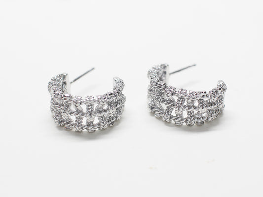 [E0423]/1 pair/Open Mesh Earrings/ Brass/Rhodium plated/20x10mm