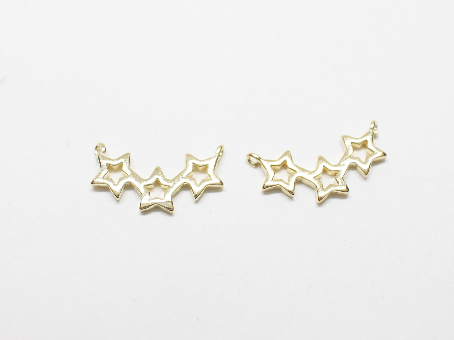 [P1166-1]2pcs/Triple Stars charm/Brass/Gold/16x8.5mm